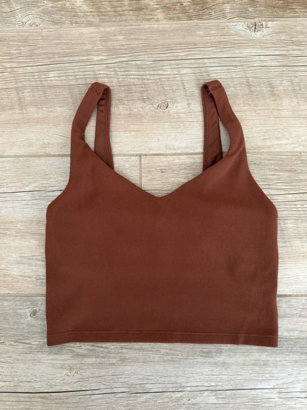 aerie Ribbed Deep V Sports Bra in Rust
